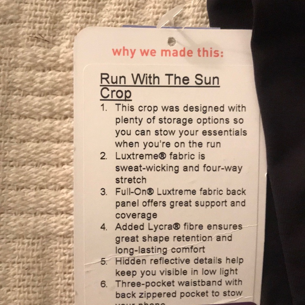 NWT🕉Lululemon🕉Run With The Sun Crop - Picture 8 of 8